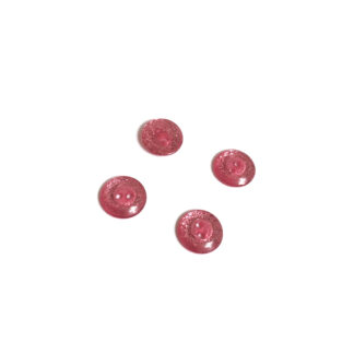 Two-hole glittery round reddish pink plastic buttons - diametre 12 mm - 4 pieces