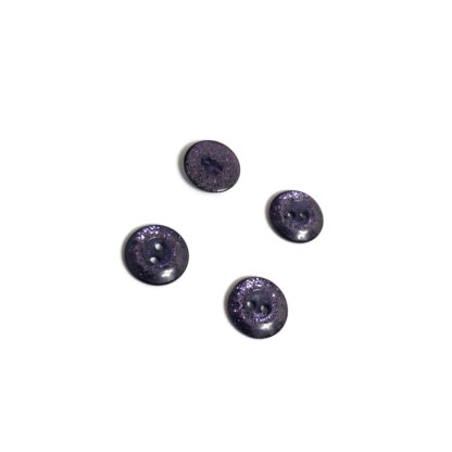 Glittery round purple plastic buttons - diametre 12 mm - 4 pieces
