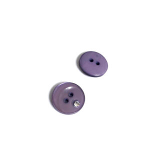 Clear rhinestone round greyish light purple plastic buttons - diametre 18 mm - 2 pieces