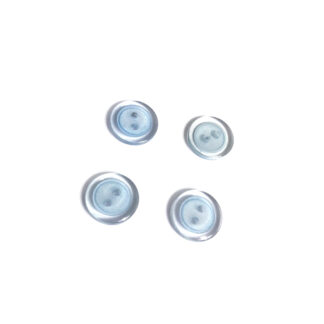 Two-hole transparent round light blue centre plastic buttons - diametre 13 mm - 4 pieces