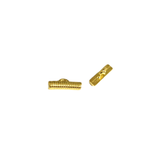 Semi-cylinder golden metallic plastic buttons - size 5 x 20 mm - 2 pieces
