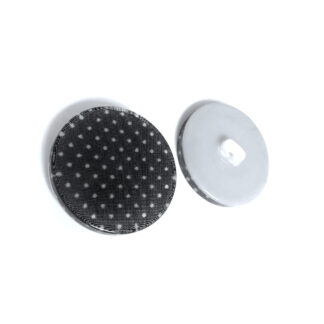 Round white dots black plastic shank buttons - diametre 30 mm - 4 pieces