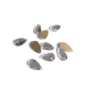 Golden flat-back silvery drop sew-on rhinestones - size 10 x 17 mm - 10 pieces