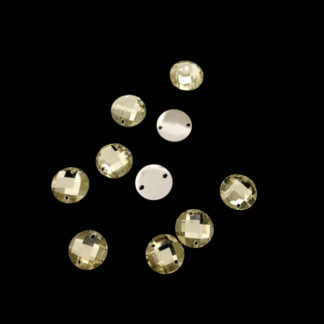 Faceted round flat-back yellow sew-on rhinestones - diametre 10 mm - 10 pieces