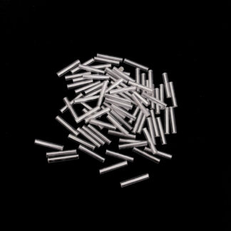 Silvery bugle seed beads - size 2 x 12 mm - weight 50 g
