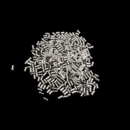 Silvery bugle seed beads - size 1.5 x 3 mm - weight 48 g