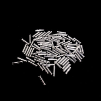 Silvery bugle seed beads - size 2.2 x 9 mm - weight 45 g