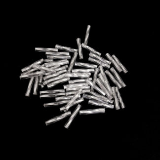 Twisted silvery bugle seed beads - size 2.5 x 16 mm - weight 46 g