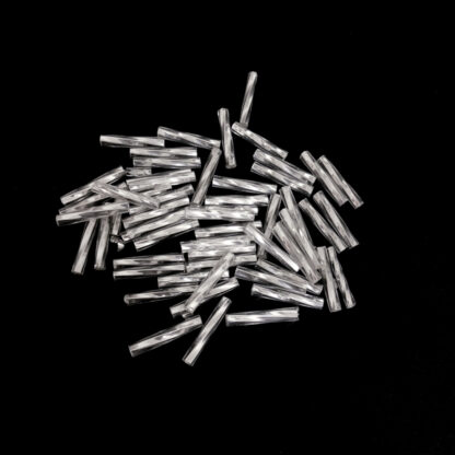 Twisted silvery bugle seed beads - size 2.5 x 16 mm - weight 46 g