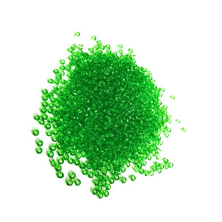 Round green glass seed beads - size 2 mm - weight 49 g