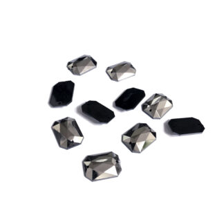 Faceted rectangular flat-back silvery grey sew-on rhinestones - size 13 x 18 mm - 10 pieces