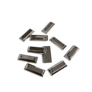 Rectangular flat-back sew-on silvery rhinestones - size 8 x 20 mm - 10 pieces