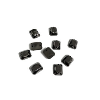 Faceted flat-back rectangular dark grey sew-on rhinestones - size 8 x 10 mm - 10 pieces