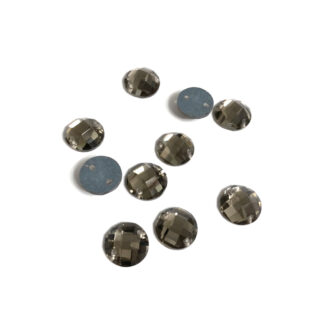 Faceted round flat-back grey sew-on rhinestones - diametre 13 mm - 10 pieces