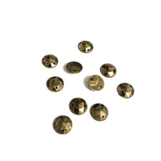 Faceted round flat-back brass yellow sew-on rhinestones - diametre 10 mm - 10 pieces