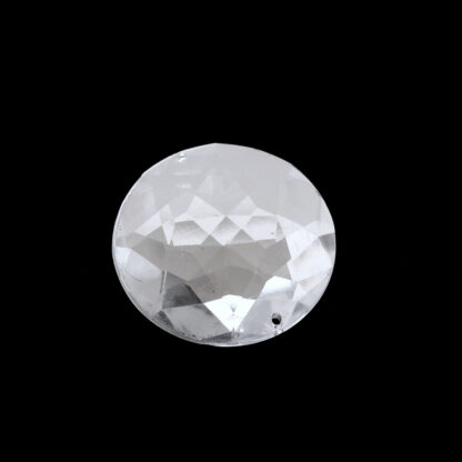 Faceted round flat-back silvery sew-on rhinestones - diametre 35 mm - 2 pieces