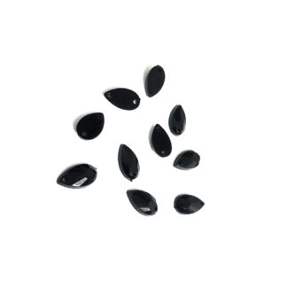 Faceted flat-back black drop sew-on rhinestones - size 7 x 12 mm - 20 pieces
