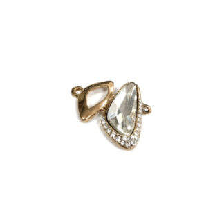 Clear rhinestones golden metal connector - size 28 x 30 mm