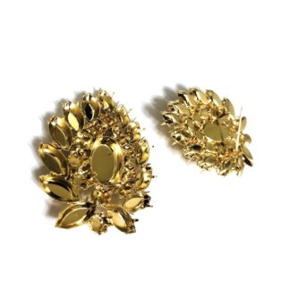Golden metal rhinestone cups with badge pin on back - size 43 x 60 mm