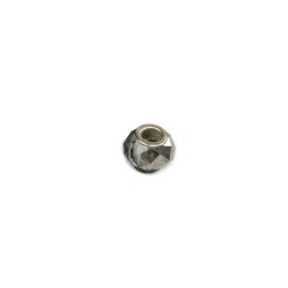 Faceted round transparent plastic and silvery metal bead - size 13 mm