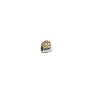 Golden handle silvery metal handbag bead - size 9 x 11 mm