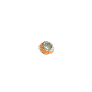 Orange and silvery metal bead - diametre 13 mm