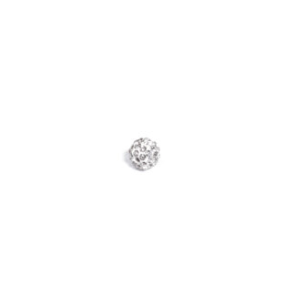 Round white beads with silvery studs by piece - diametre 10 mm