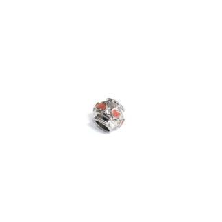Pink heart silvery metal bead - size 10 x 11 mm