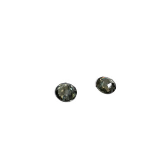 Faceted round flat-back greenish grey sew-on rhinestones - diametre 10 mm - 2 pieces