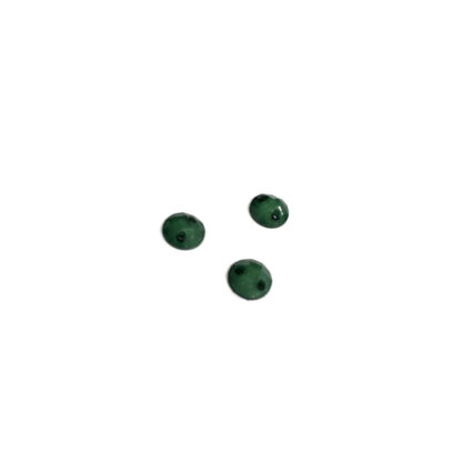 Faceted round flat-back glittery green sew-on rhinestones - diametre 6 mm - 3 pieces