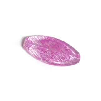 Transparent flat oval acrylic beads with pink flower - size 30 x 56 mm
