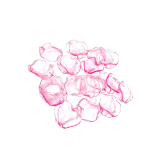 Transparent reddish pink petal plastic pendants - size 15 mm - 4 pieces