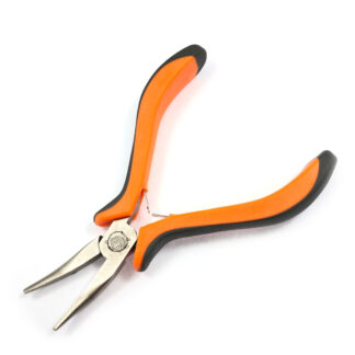 Metal bent nose rubber grip pliers with orange and grey plastic handles - size 75 x 125 mm