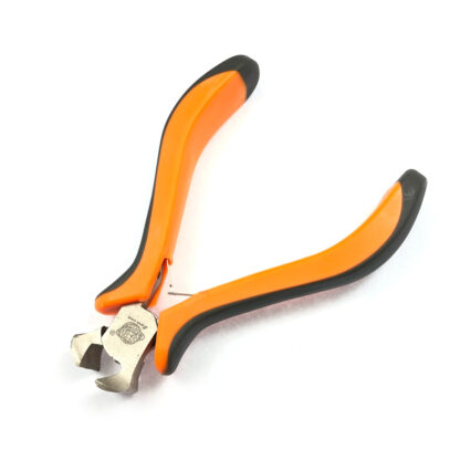 Metal end nipper rubber grip pliers with orange and grey plastic handles - size 70 x 105 mm