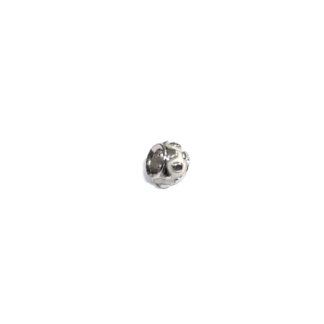 Silvery and cream metal bead - size 7 x 10 mm