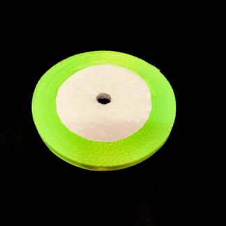 Neon green satin ribbon by roll - width 6 mm - length 22.86 metres