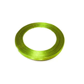 Yellowish green satin ribbon by roll - width 6 mm - length 22.86 metres