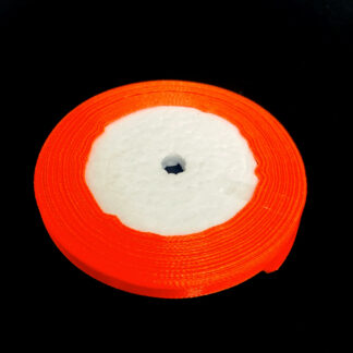 Reddish orange satin ribbon by roll - width 6 mm - length 22.86 metres