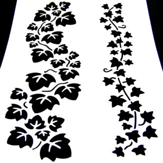 White plastic stencil depicting flowering vine - size А4