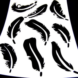 White plastic stencil depicting feathers - size А4