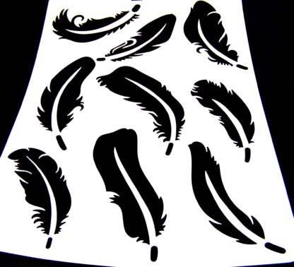 White plastic stencil depicting feathers - size А4
