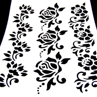White plastic stencil depicting flowers - size А4
