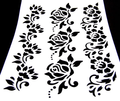 White plastic stencil depicting flowers - size А4