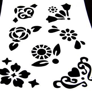 White plastic stencil depicting flowers - size А4