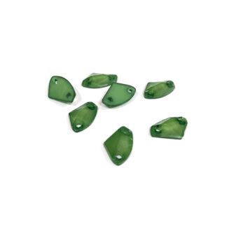 Triangular flat-back glittery yellowish green sew-on rhinestones - size 9 x 14 mm - 7 pieces