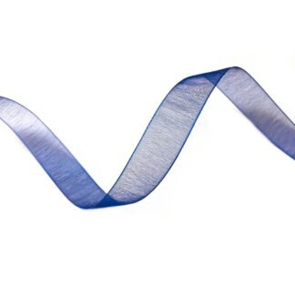 Dark blue organza ribbon by roll - width 16 mm - length 22.86 metres