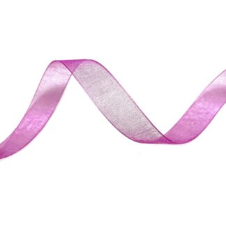 Bluish pink organza ribbon by roll - width 16 mm - length 22.86 metres