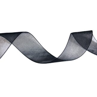 Black organza ribbon by roll - width 25 mm