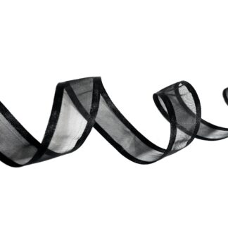 Black organza ribbon with satin edges by roll - width 20 mm - length 22.86 metres