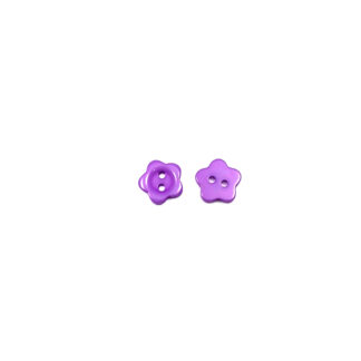 Violet flower plastic buttons - diametre 11 mm - 10 pieces